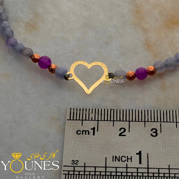 دستبند سنگی قلب ساده طلا لیزری